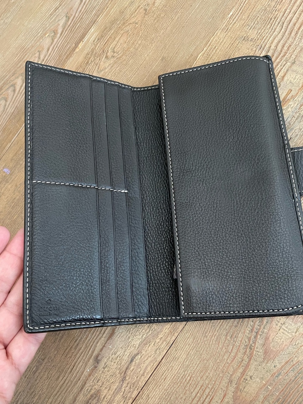 Gucci Vintage GG Canvas Continental Wallet Dark Brown Leather - Picture 8 of 15